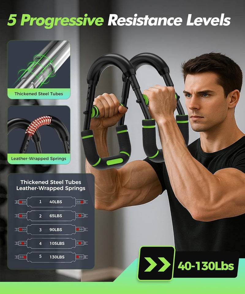 RENRUI Twister Arm Trainer, Adjustable 5 Resistance Levels (40-130 lbs) Chest & Arm Workout Equipment for Men & Women, Ergonomic Home Gym Strength Trainer with Anti-Slip Handles & Carry Bag - Image 3